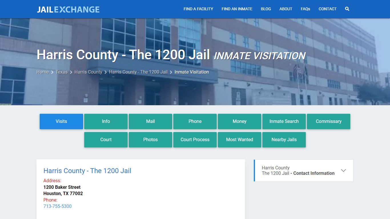 Inmate Visitation - Harris County - The 1200 Jail, TX - Jail Exchange